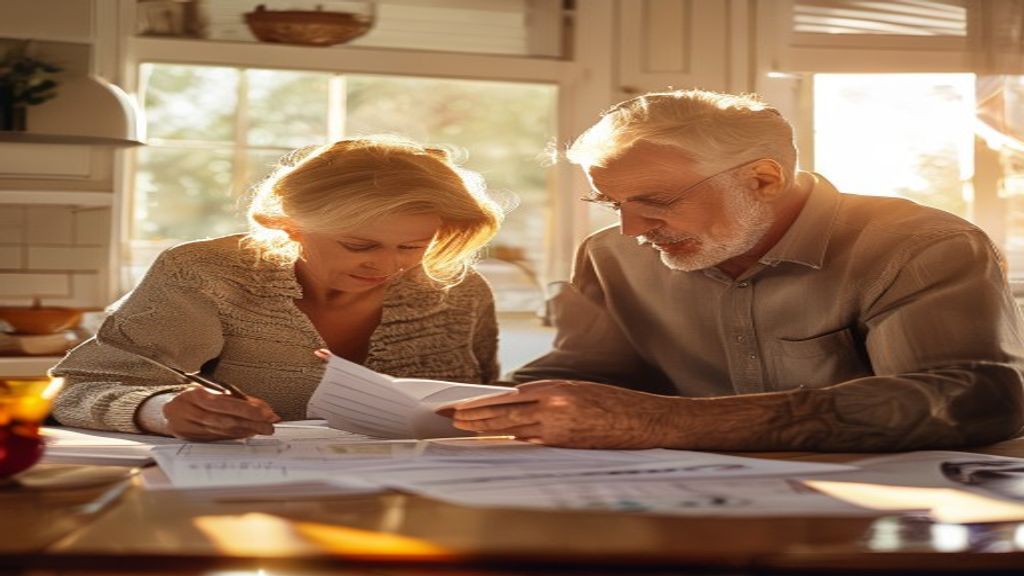 A hopeful couple reviewing house plans while searching for their perfect new home purchase.