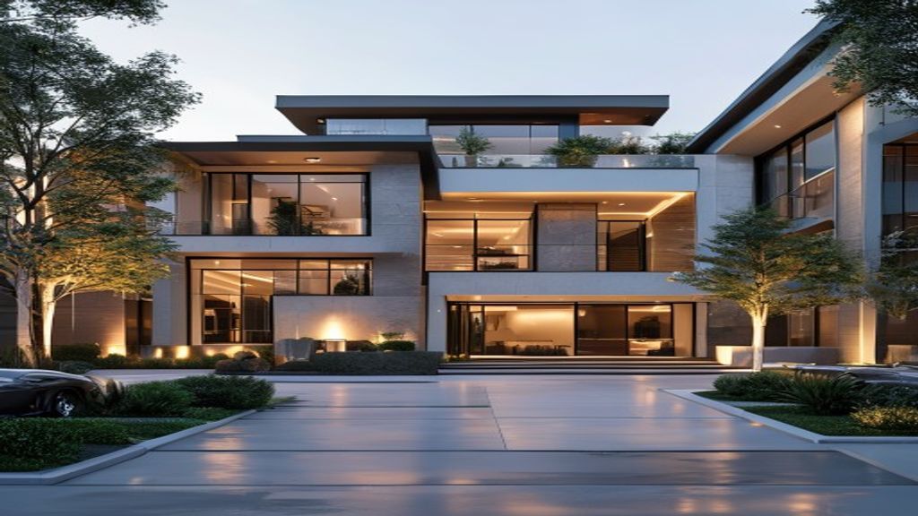 Luxury homes and office towers representing high‑end real estate companies.