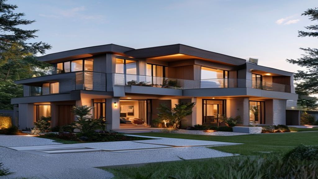 Modern luxury new build home featuring sleek façade, expansive windows, and elegant interior design.