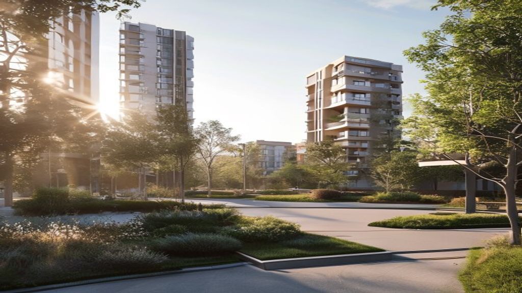 Modern new‑build development with sleek homes, green spaces, and vibrant community amenities.