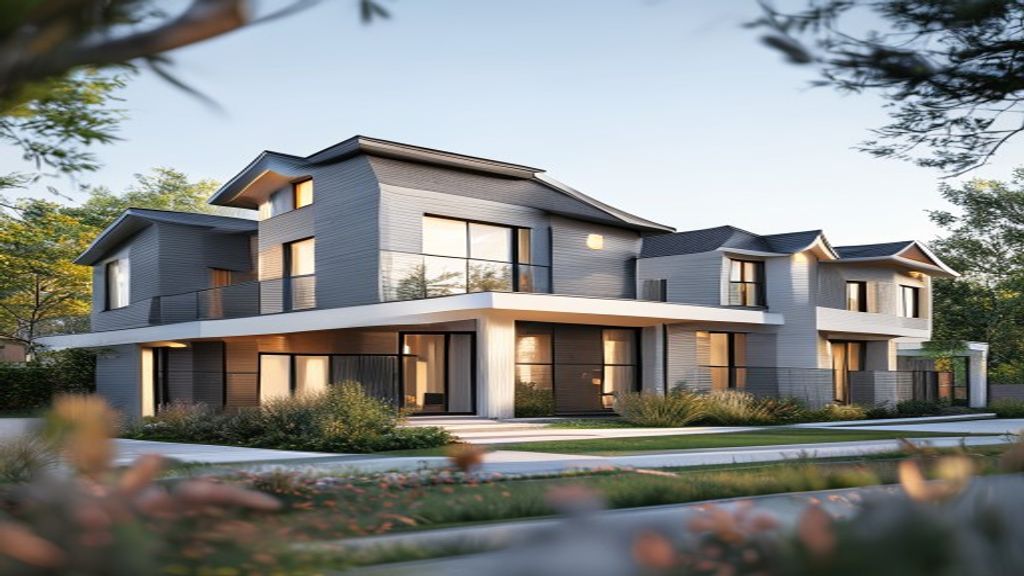 Modern new build houses showcasing contemporary design, energy‑efficient features, and spacious interiors.