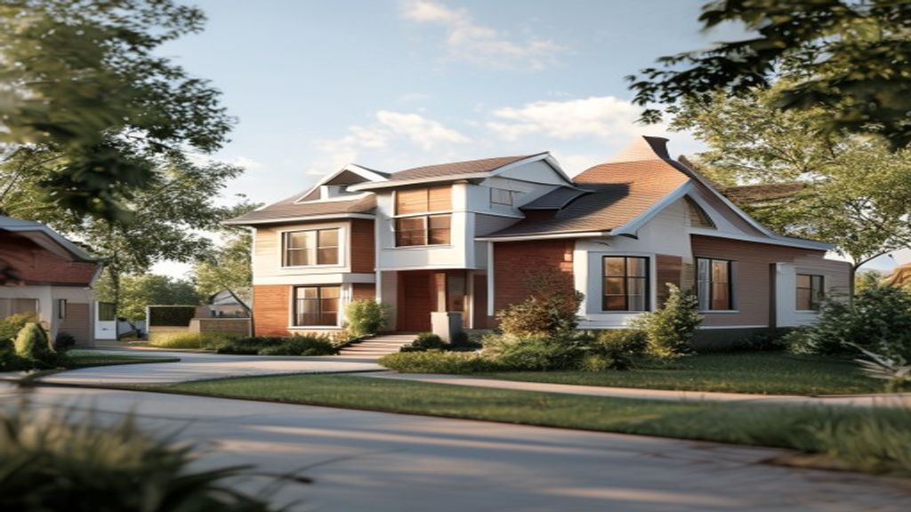 A bright home exterior illustrating a rent‑to‑buy house option for first‑time buyers.