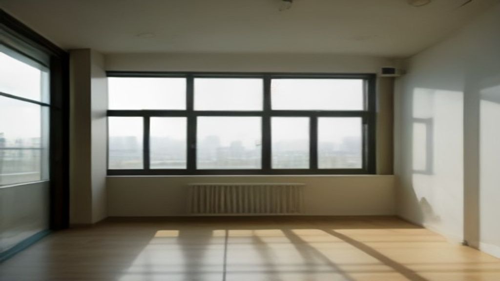 Modern new-build flats with sleek facade and balcony overlooking city skyline